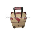 Canvas and leather trolley travel luggage